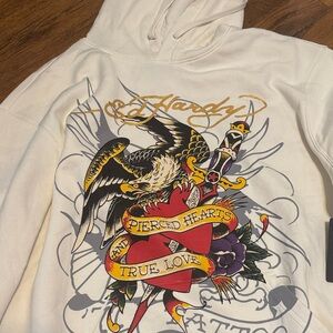 Ed Hardy White Hoodie with Bold Graphic